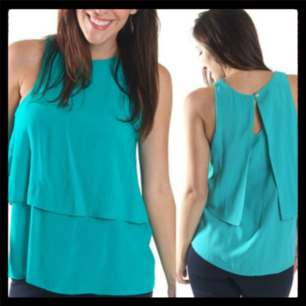 Solid turquoise lyric tank top